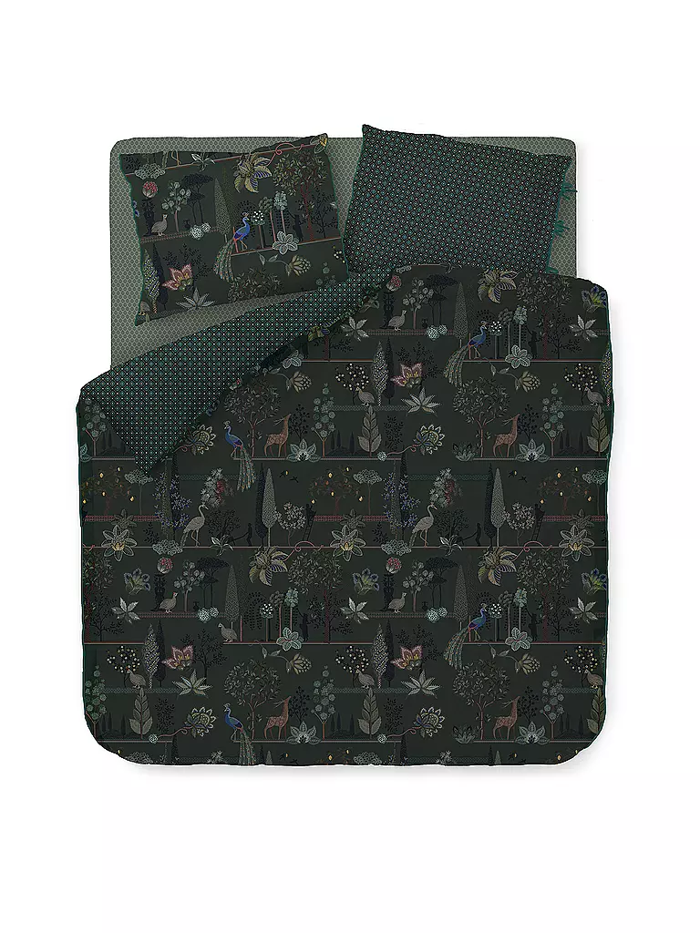 PIP STUDIO | Biancheria da letto in percalle ALBERI 2x 70x90cm/200x200cm Verde scuro | Verde scuro