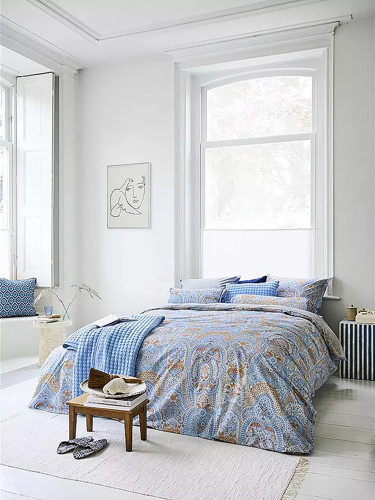 PIP STUDIO | Biancheria da letto in percalle JABALI FLOWER 70x90cm / 140x200cm Blu | Blu