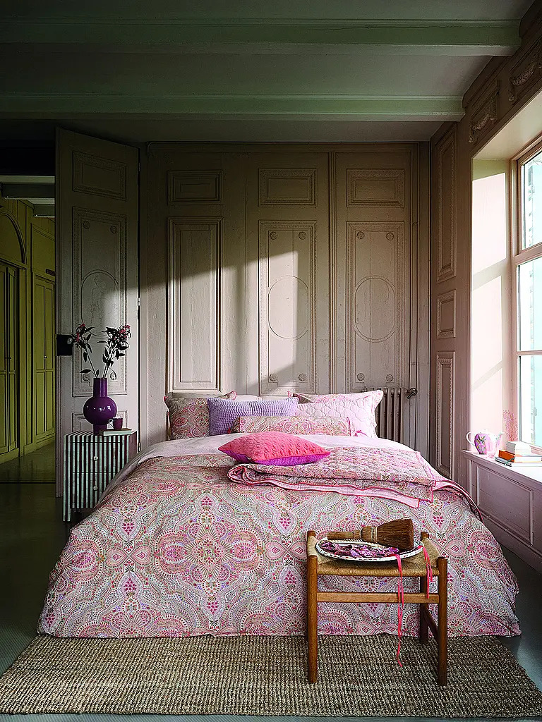 PIP STUDIO | Biancheria da letto in percalle MOON FLOWER 70x90cm/140x200cm Rosa chiaro | Rosa