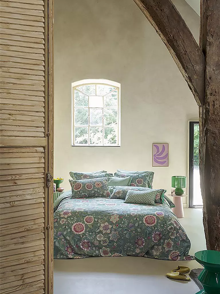 PIP STUDIO | Biancheria da letto in percalle VIVA LAS FLORES 70x90cm/140x200cm Verde | Verde scuro