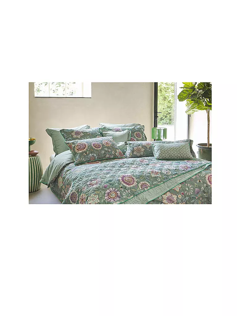 PIP STUDIO | Biancheria da letto in percalle VIVA LAS FLORES 70x90cm/140x200cm Verde |