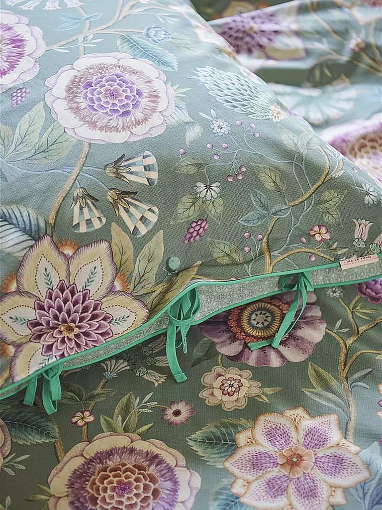 PIP STUDIO | Biancheria da letto in percalle VIVA LAS FLORES 70x90cm/140x200cm Verde |