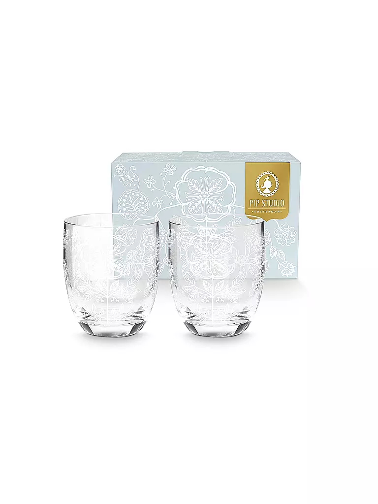 PIP STUDIO | Bicchiere da acqua set da 2 280ml Flower White | Trasparente