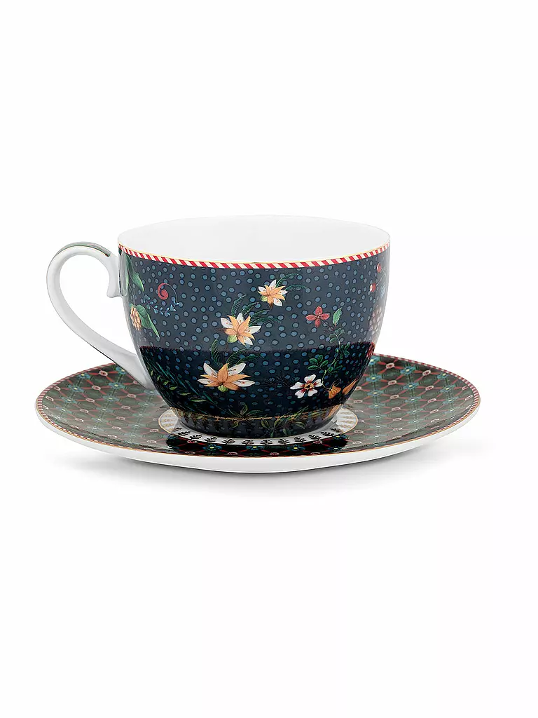PIP STUDIO | Cappuccinotasse mit Untertasse 2-er Set BERRY BLUES 280ml Blue | 