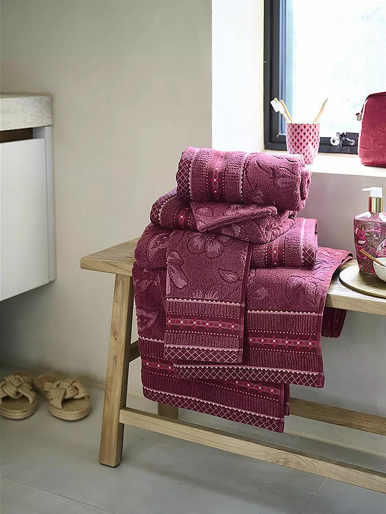 PIP STUDIO | Guanto da bagno JASMIN JACQUARD 16x22cm Rosa scuro | Bacca