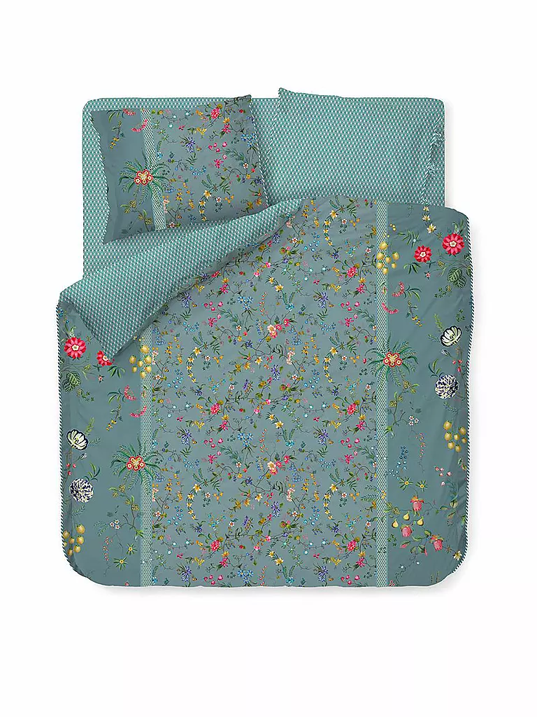 PIP STUDIO | Percalle Bettwäsche Petites Fleurs 2x 70x90cm / 200x200cm Blu | Petrolio