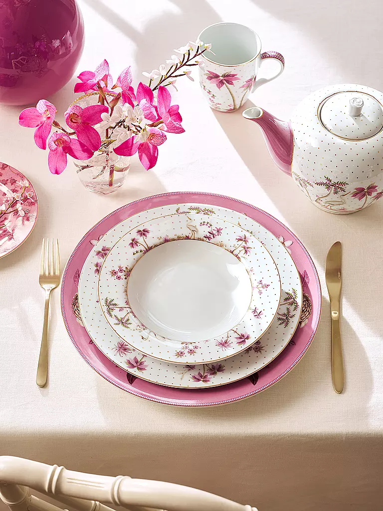 PIP STUDIO | Piatto fondo 21,5 cm JOLIE DOTS Oro/Rosa | Bianco