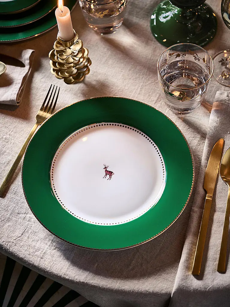 PIP STUDIO | Piatto piano 26,5 cm LOVE BIRDS Verde scuro | Verde scuro