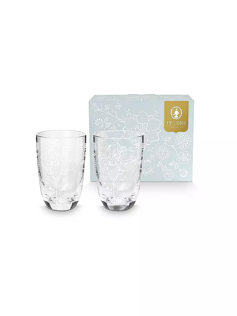 PIP STUDIO | Set di 2 bicchieri da longdrink 400ml Flower White | Trasparente