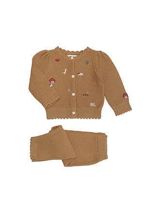 POLO RALPH LAUREN | Set neonato cardigan e pantaloni in maglia 2 pezzi
