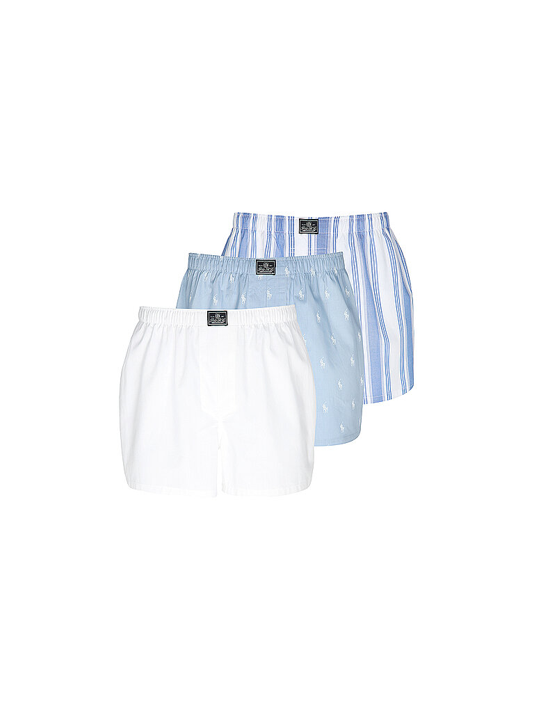 Boxer 3 pz. a righe / bianco / blu est bianco M