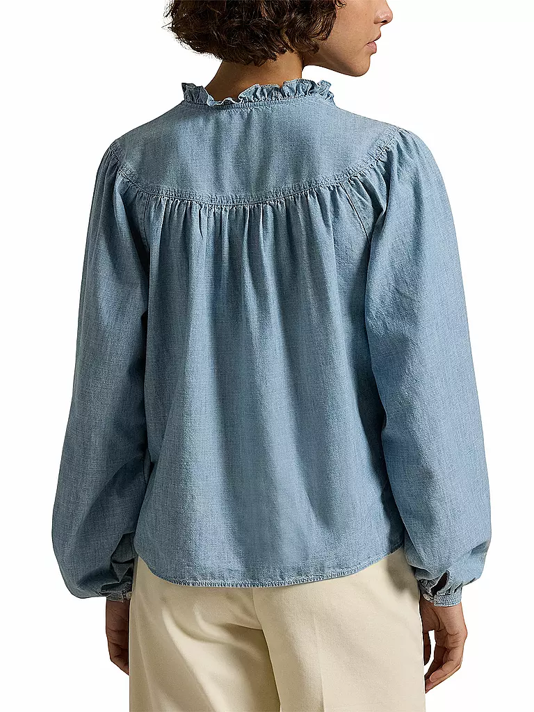 POLO RALPH LAUREN | Bluse
Marke: POLO RALPH LAUREN
Farbe: blau
Kategorien: Moda,Donna

Ärmellänge: Manica lunga
Materiale: Cotone
Kragenform: Collo alla coreana
Musterung: Tinta unita
Passform (Oberbekleidung): Regular
Stil: Casual
Details: Arricciatura,Volant | 