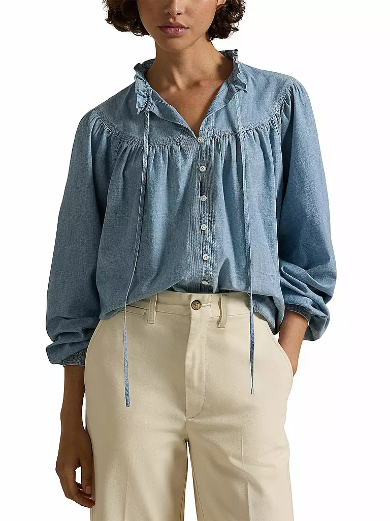 POLO RALPH LAUREN | Bluse
Marke: POLO RALPH LAUREN
Farbe: blau
Kategorien: Moda,Donna

Ärmellänge: Manica lunga
Materiale: Cotone
Kragenform: Collo alla coreana
Musterung: Tinta unita
Passform (Oberbekleidung): Regular
Stil: Casual
Details: Arricciatura,Volant | 
