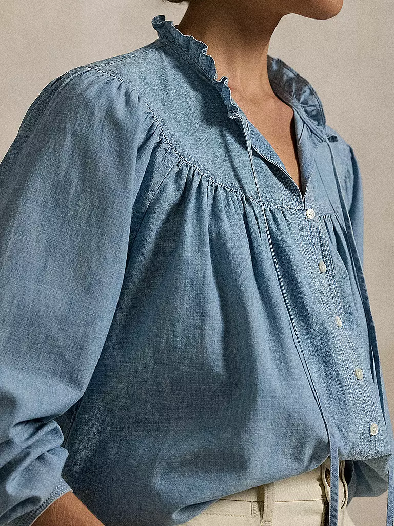 POLO RALPH LAUREN | Bluse
Marke: POLO RALPH LAUREN
Farbe: blau
Kategorien: Moda,Donna

Ärmellänge: Manica lunga
Materiale: Cotone
Kragenform: Collo alla coreana
Musterung: Tinta unita
Passform (Oberbekleidung): Regular
Stil: Casual
Details: Arricciatura,Volant | 