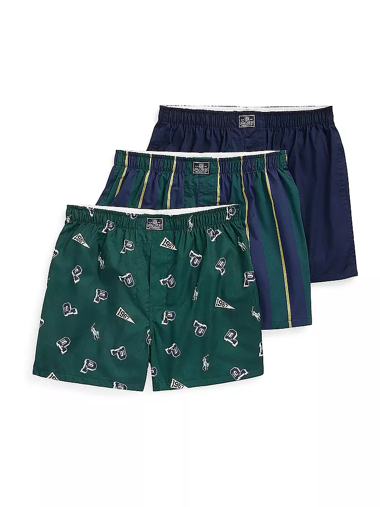 POLO RALPH LAUREN | Boxer 3 pz. stampa navy | Verde scuro