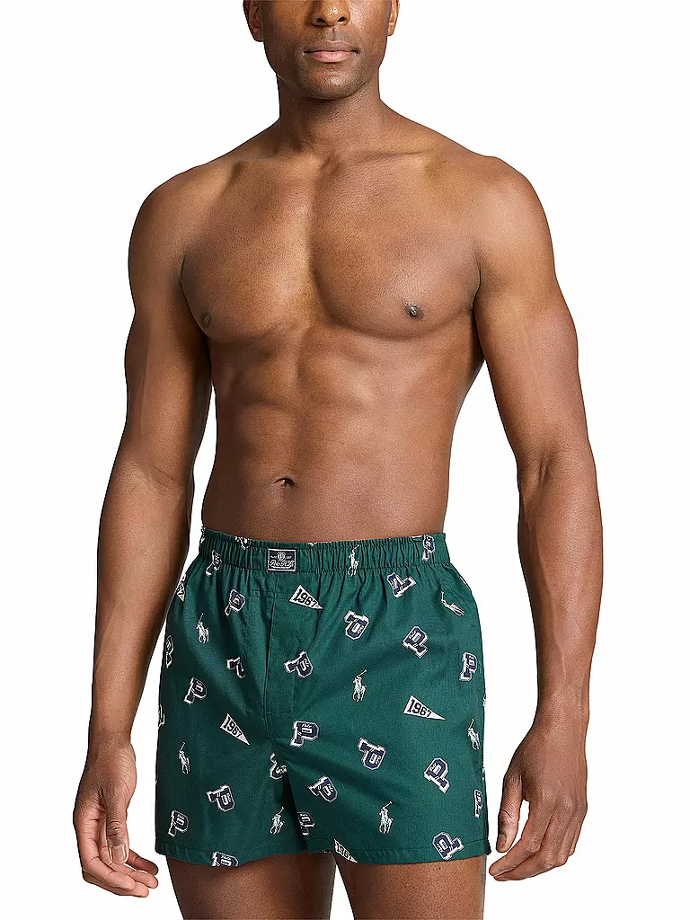 POLO RALPH LAUREN | Boxer 3 pz. stampa navy | Verde scuro