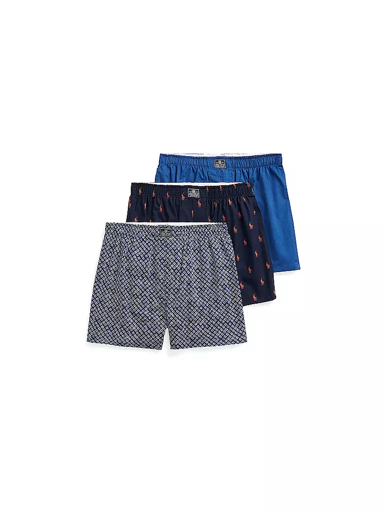 POLO RALPH LAUREN | Boxer 3er Pkg wht tile ryl tile black | Blu scuro