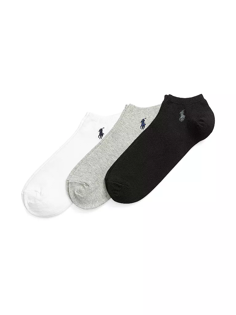 POLO RALPH LAUREN | Calzini sneaker, confezione da 3, nero grigio bianco | Nero