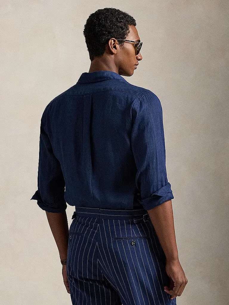 POLO RALPH LAUREN | Camicia di lino Custom Fit | Blu scuro