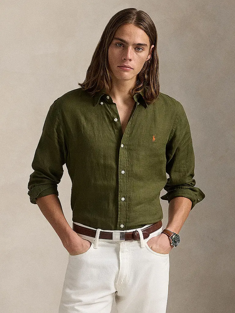 POLO RALPH LAUREN | Camicia di lino Custom Fit | Oliva