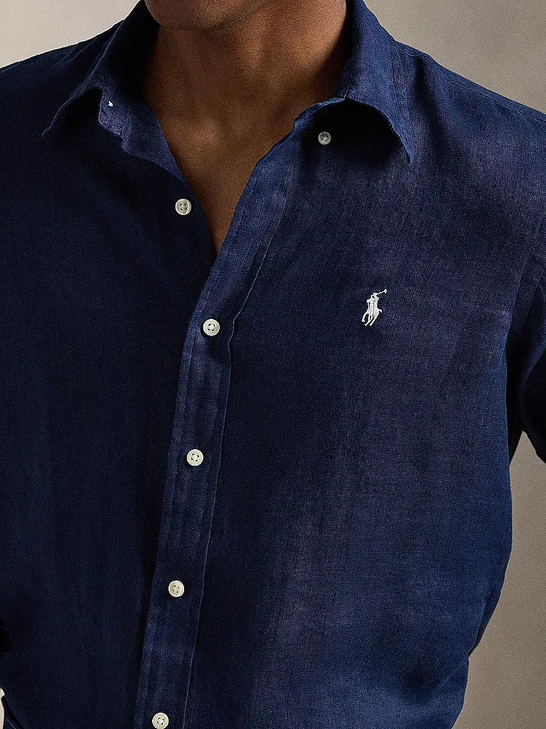 POLO RALPH LAUREN | Camicia di lino Custom Fit | Blu scuro