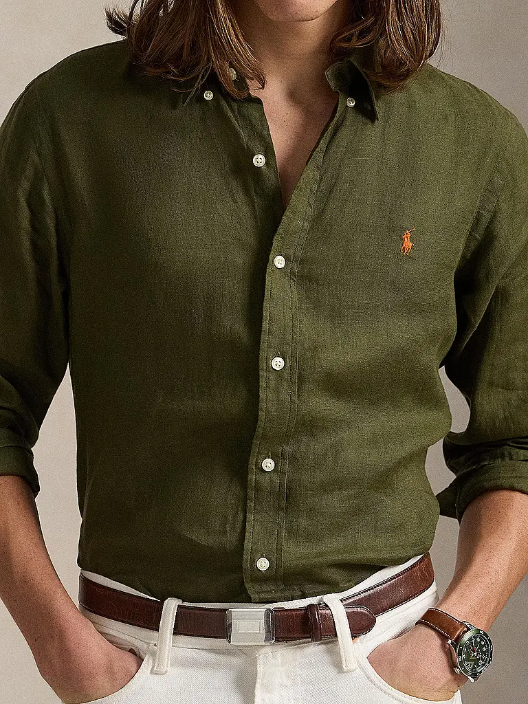 POLO RALPH LAUREN | Camicia di lino Custom Fit | Oliva