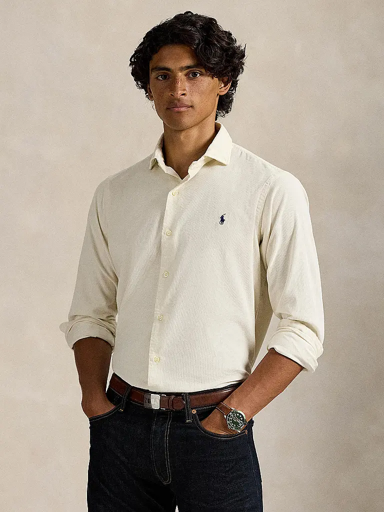 POLO RALPH LAUREN | Camicia di velluto a coste Custom Fit | Crema