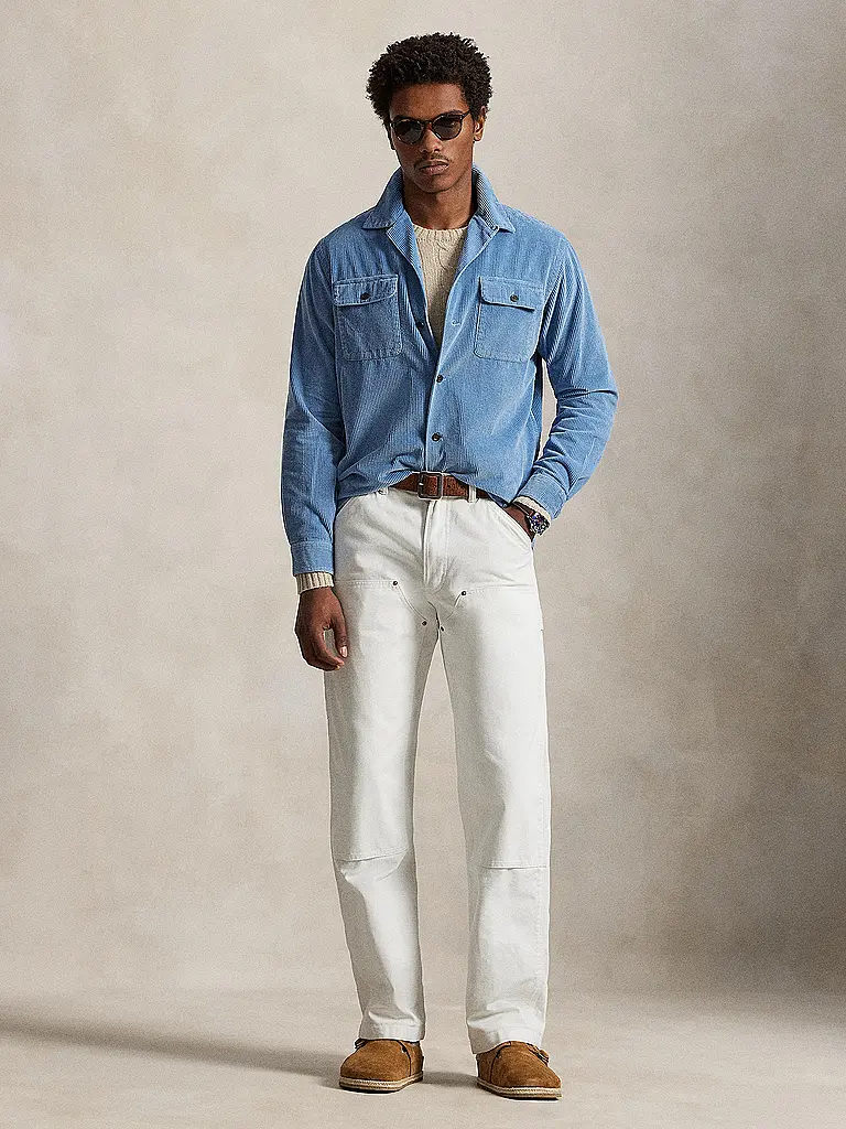 POLO RALPH LAUREN | Overshirt in velluto a coste | Blu chiaro