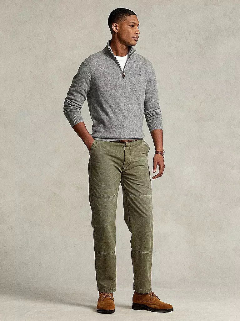 POLO RALPH LAUREN | Pullover Troyer Regular Fit | Grigio chiaro