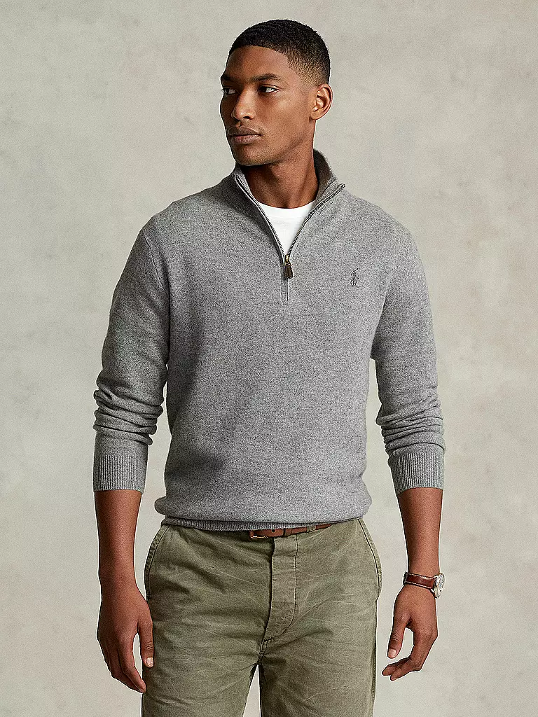 POLO RALPH LAUREN | Pullover Troyer Regular Fit | Grigio chiaro