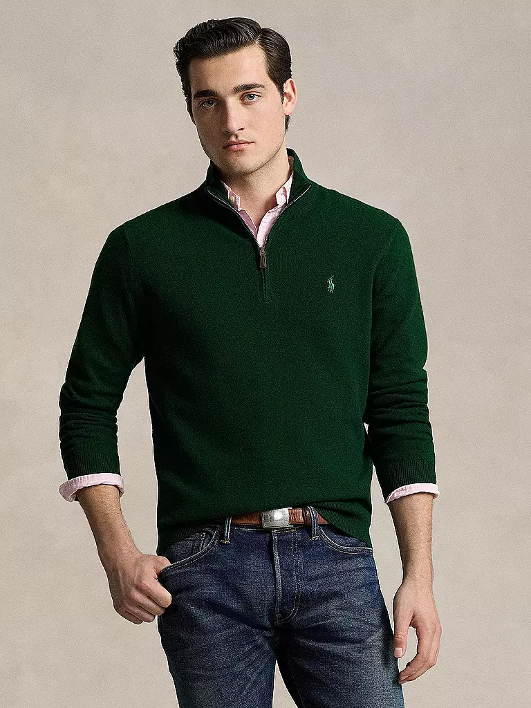 POLO RALPH LAUREN | Pullover Troyer | Verde scuro
