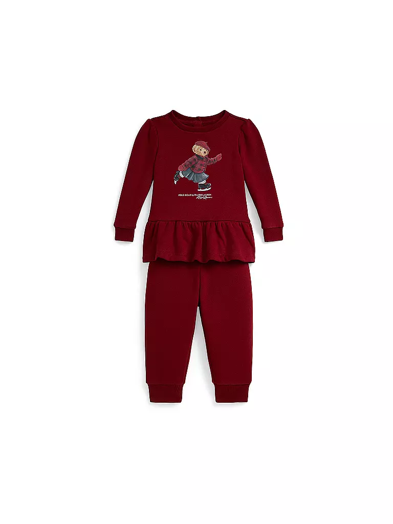 POLO RALPH LAUREN | Set neonata 2 pezzi felpa e pantaloni | Rosso scuro