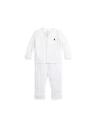 POLO RALPH LAUREN | Set neonato 2 pezzi cardigan e pantaloni | Bianco