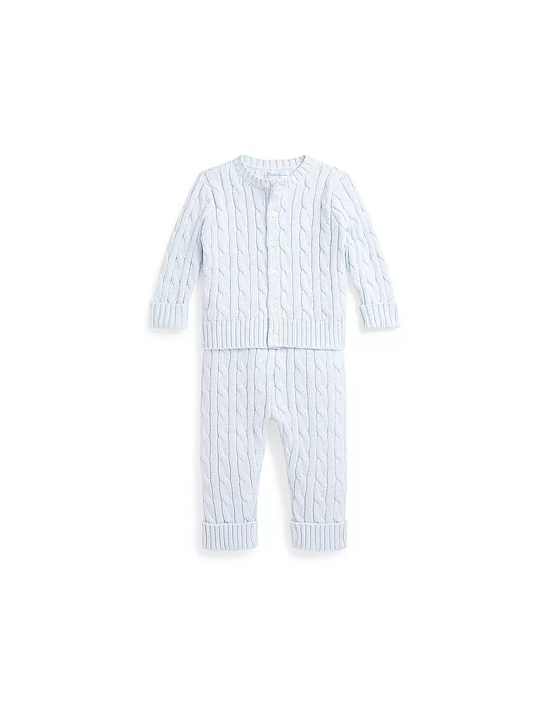 POLO RALPH LAUREN | Set neonato 2 pezzi cardigan e pantaloni | Blu chiaro