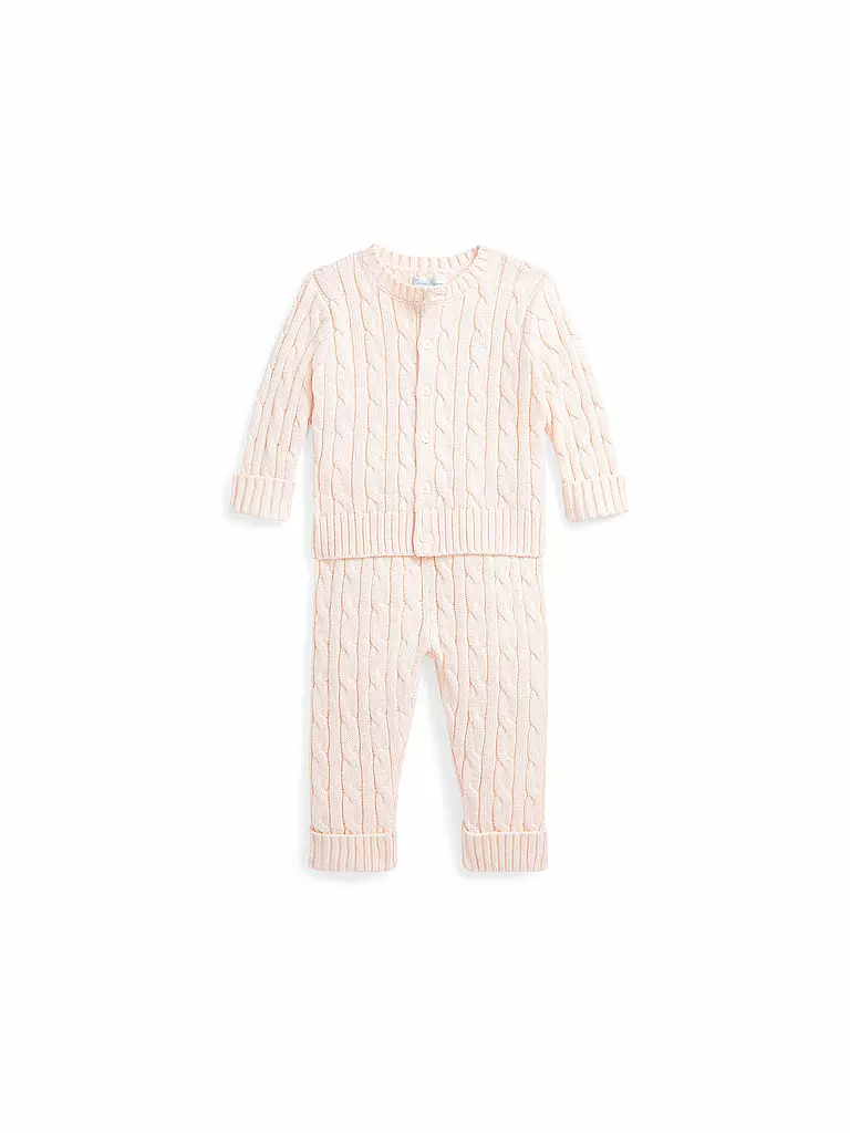 POLO RALPH LAUREN | Set neonato 2 pezzi cardigan e pantaloni | Rosa