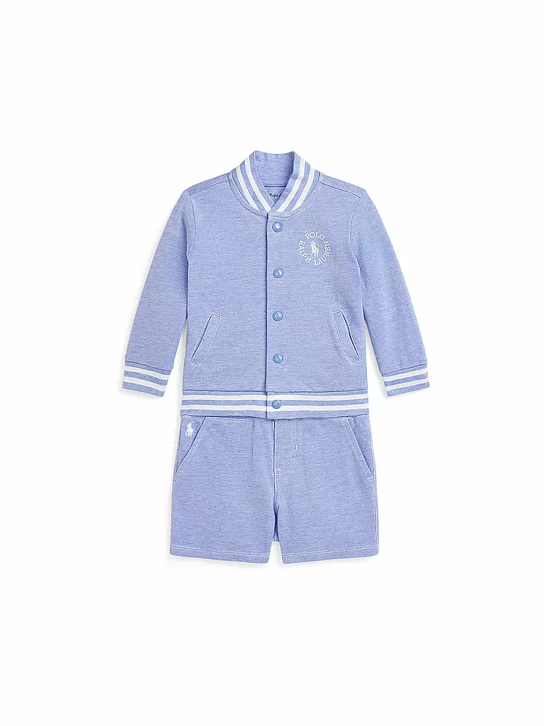 POLO RALPH LAUREN | Set neonato 3 pezzi T-shirt, giacca e shorts | Blu