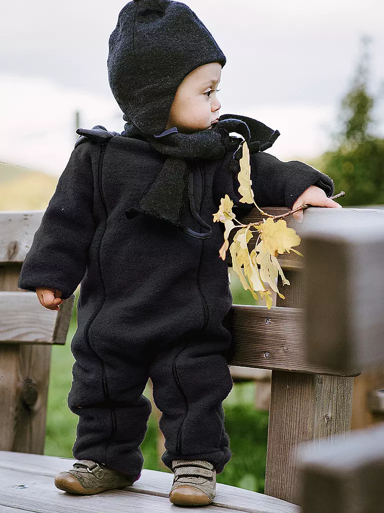 POPOLINI | Baby Wollfleece Overall | Blu scuro