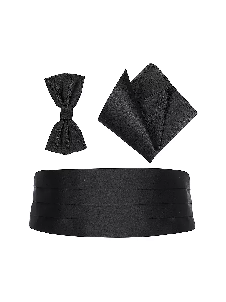 PROFUOMO | Set fascia, papillon e fazzoletto da taschino | Nero