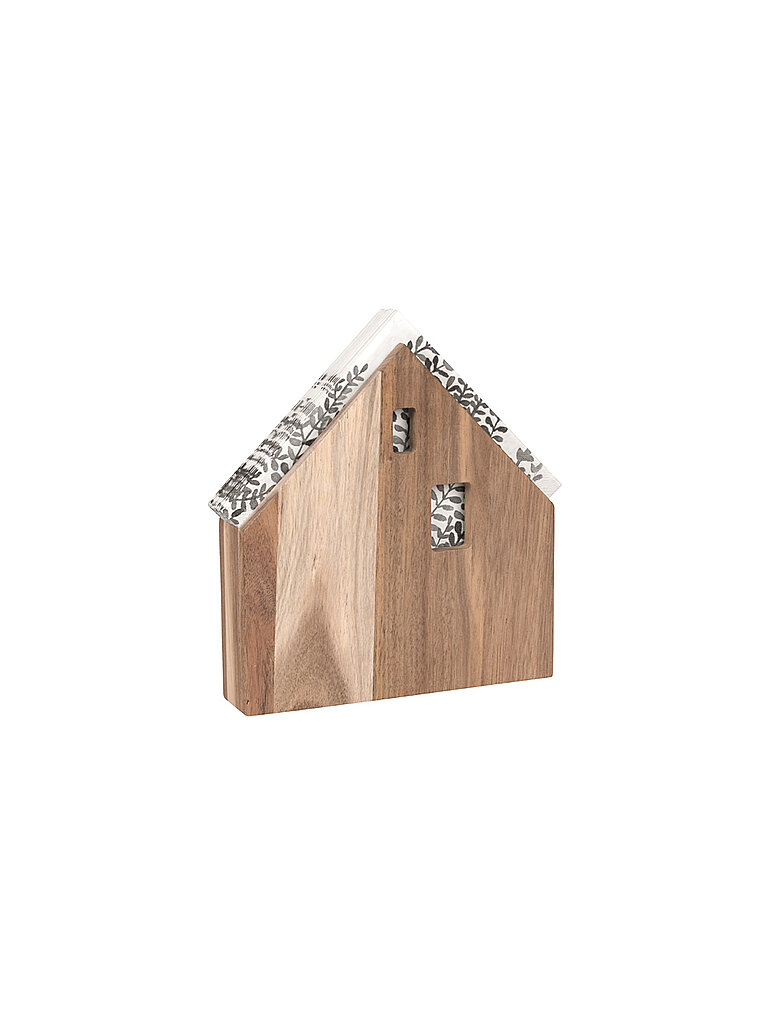 Portatovaglioli a forma di casa in legno grande 22x21,5 cm marrone