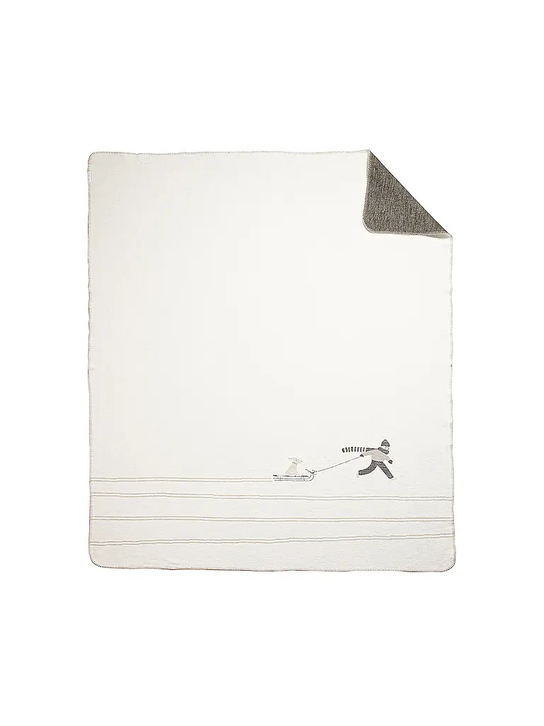 RAEDER | Coperta natalizia 150x200 cm slitta trainata da cani | Bianco