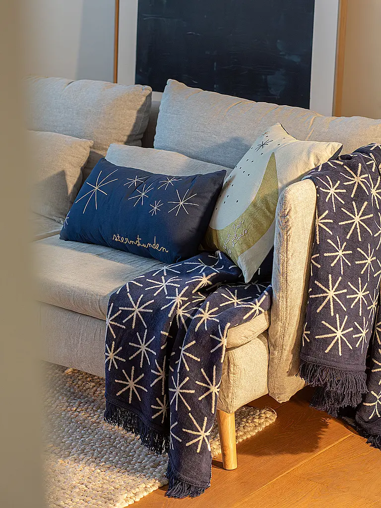 RAEDER | Coperta natalizia 150x200cm Magic Moments | Blu scuro