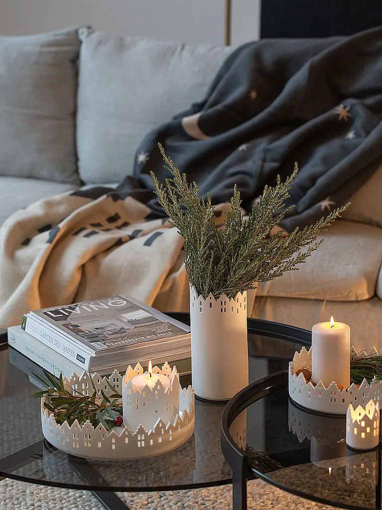 RAEDER | Coperta per la casa 150x200 Città invernale | Grigio