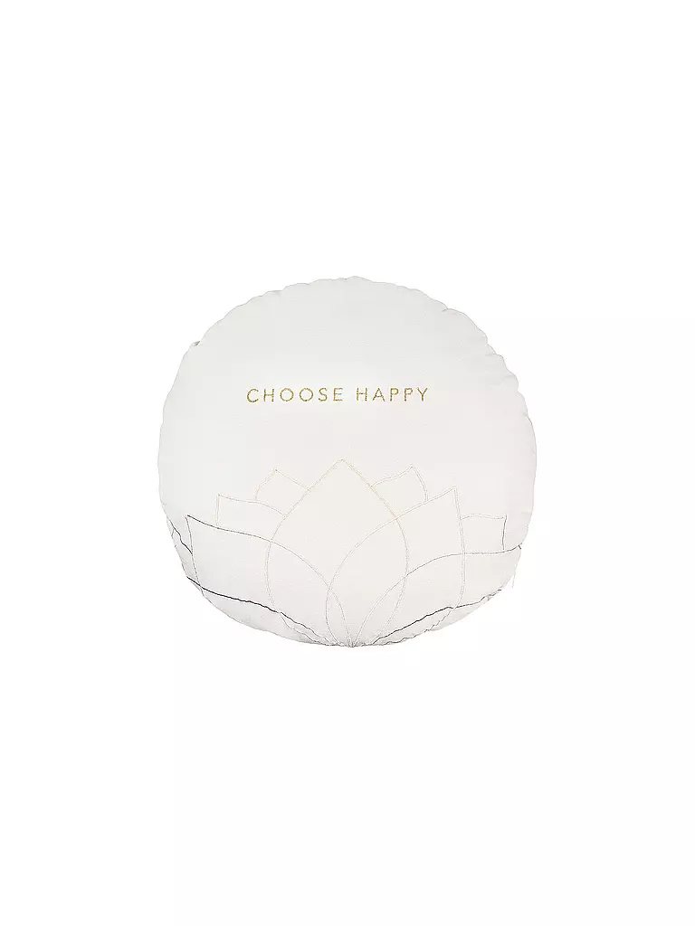 RAEDER | Cuscino ZEN SPIRIT 50cm rotondo Choose Happy | Bianco
