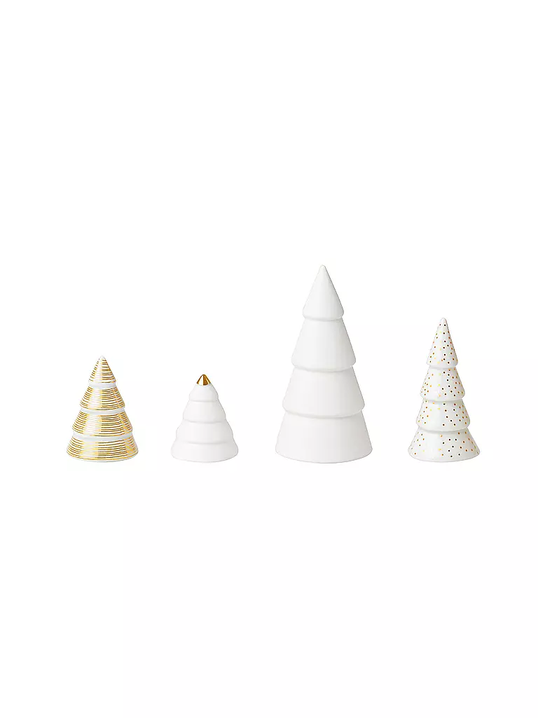 RAEDER | Figure natalizie, set da 4, abeti in porcellana | Bianco