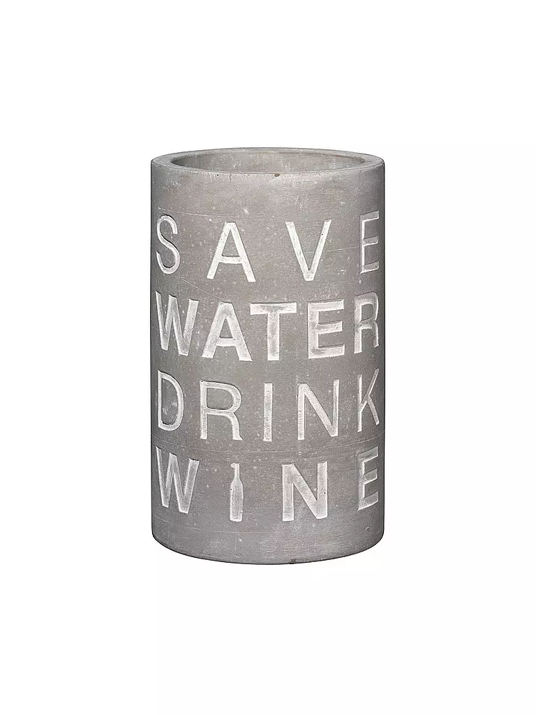 RAEDER | Flaschenkühler aus Beton 21cm "Save Water - Drink Wine" | Grigio