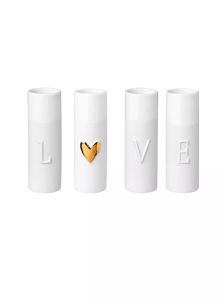RAEDER | Mini vasi LOVE set da 4, 9 cm | Bianco