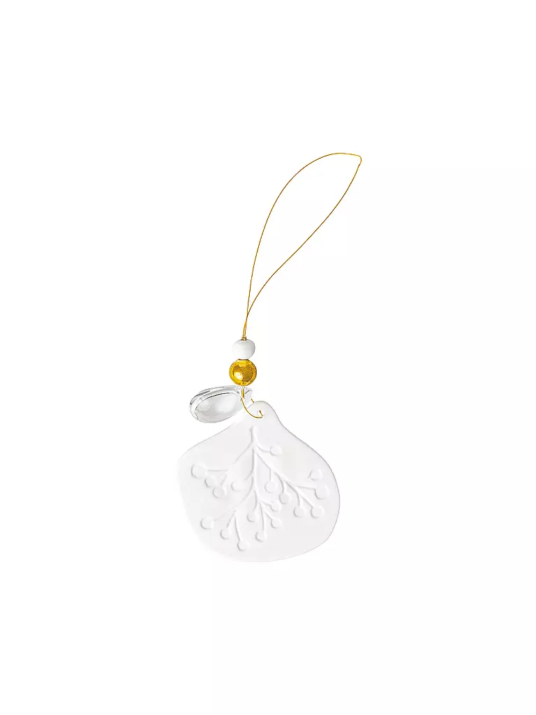 RAEDER | Ornamento in porcellana 5,5x6cm WINTERZAUBER Ramo di bacche | Bianco
