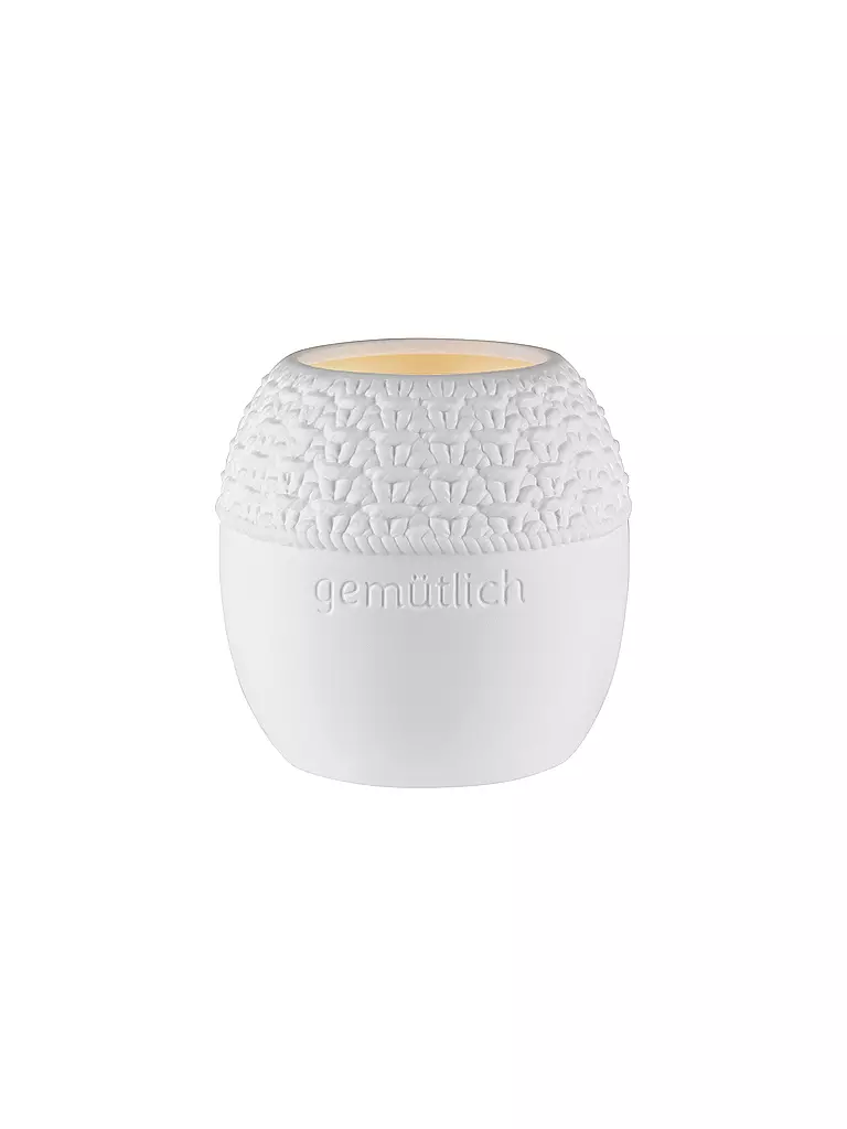 RAEDER | Portacandela a forma di maglia - Gemütlich | Bianco