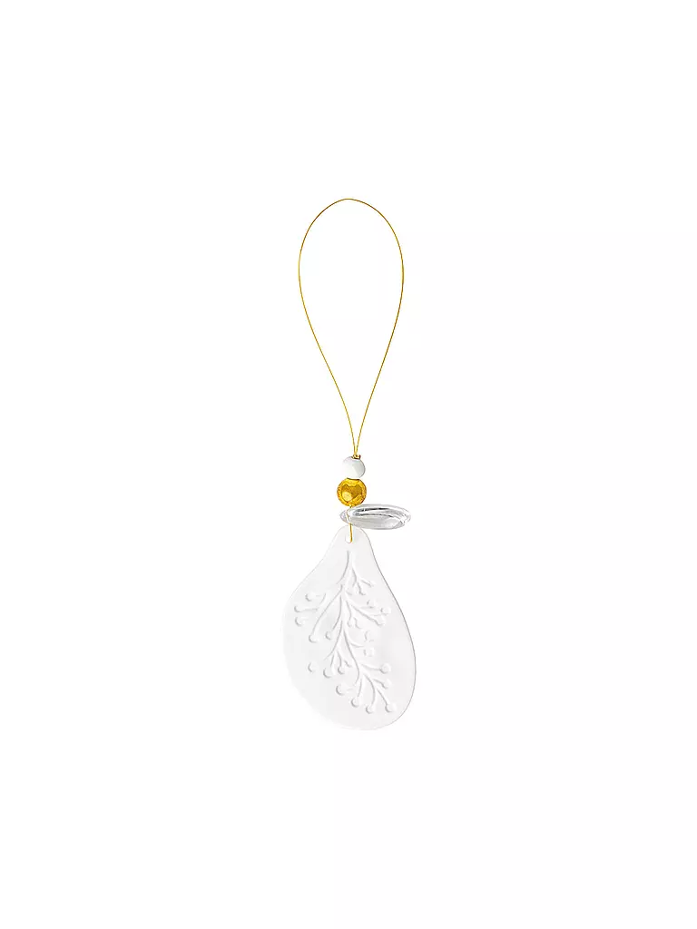 RAEDER | Porzellanornament 7x4,3cm WINTERZAUBER Zweig | Bianco