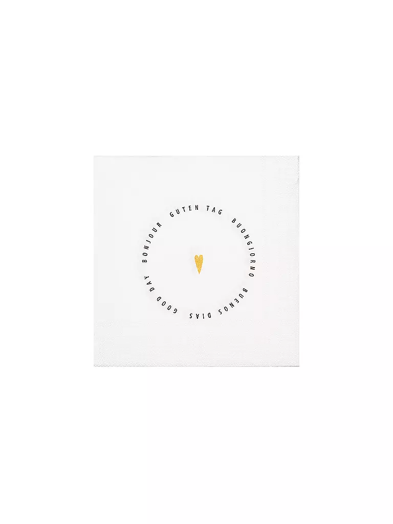RAEDER | Servietten da cocktail 25x25cm GUTEN TAG HERZ | Bianco